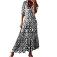 thumbnail image 2 of FcBaudy Robes d'Été pour Femmes, Robes pour Femmes, Jupe pour Femmes Robe Décontractée à la Mode pour Femmes Printemps/été à Col en V à Manches Courtes Imprimée Jupe pour Dames, 2 of 8