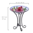 thumbnail image 3 of Bain d'Oiseaux en Verre à Motif FLORAL d'Orbe Solaire avec Support, 3 of 4