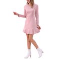 thumbnail image 4 of INSPIRE CHIC Robe Élégante à Volants pour Femme en Faux Suède à Col Rond à Manches Longues P Rose, 4 of 6