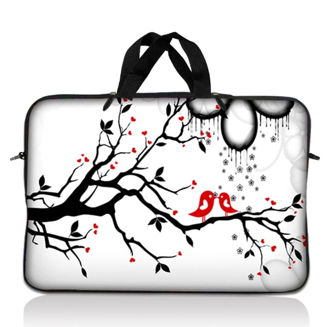 LSS Sac Pochette pour Ordinateur Portable 10,2 Pouces Rouge Noir Blanc Design Lovebirds