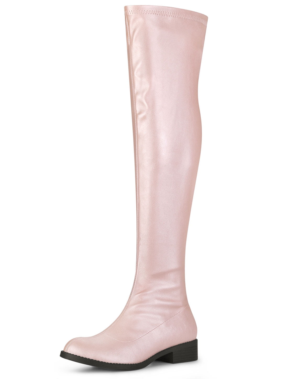 Unique Bargains Bottes Cuissardes à Talons Blocs à Bout Rond pour Femmes