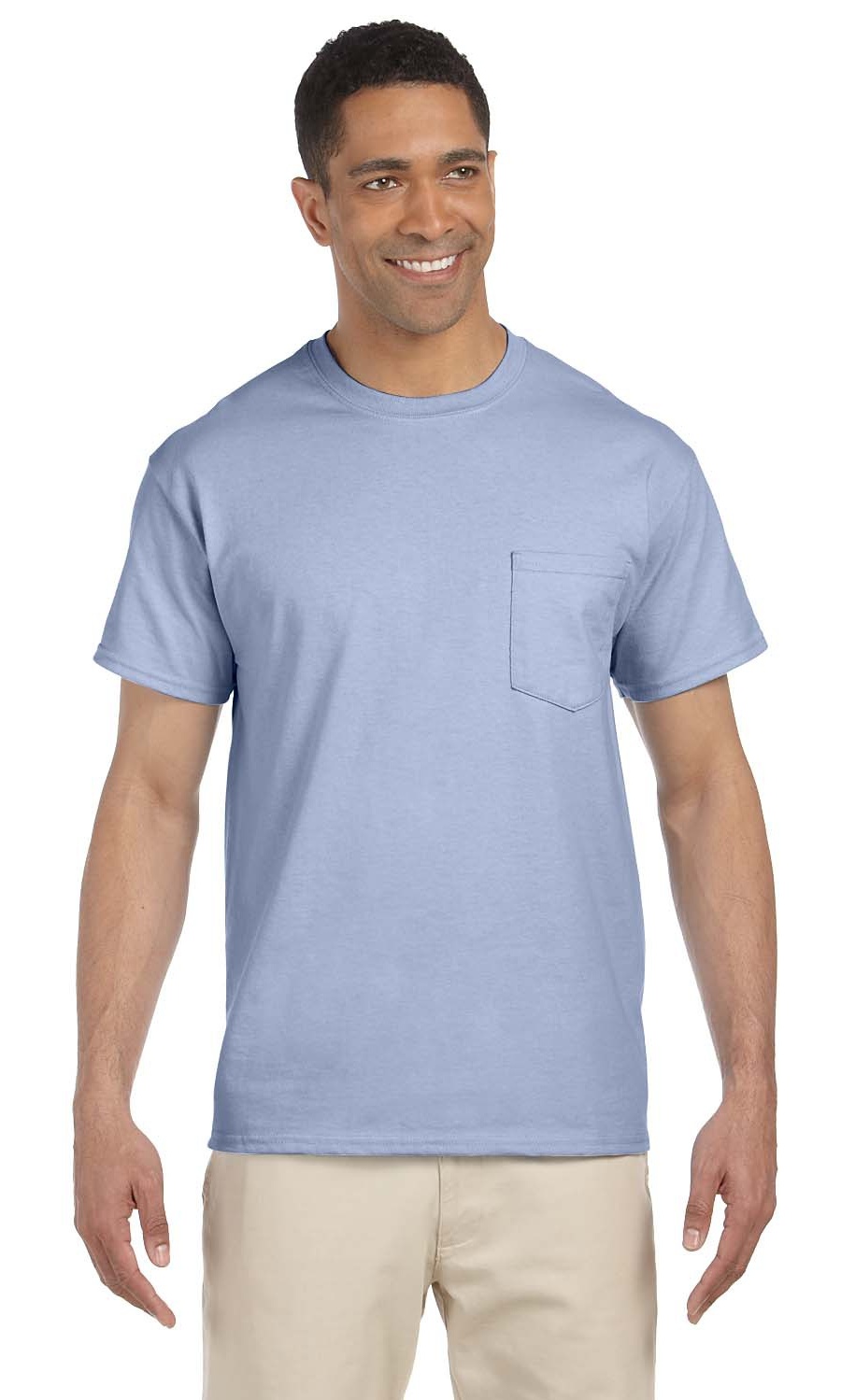 Gildan T-Shirt Adulte Ultra Coton 6 oz avec Poche - Bleu Clair - 2TG