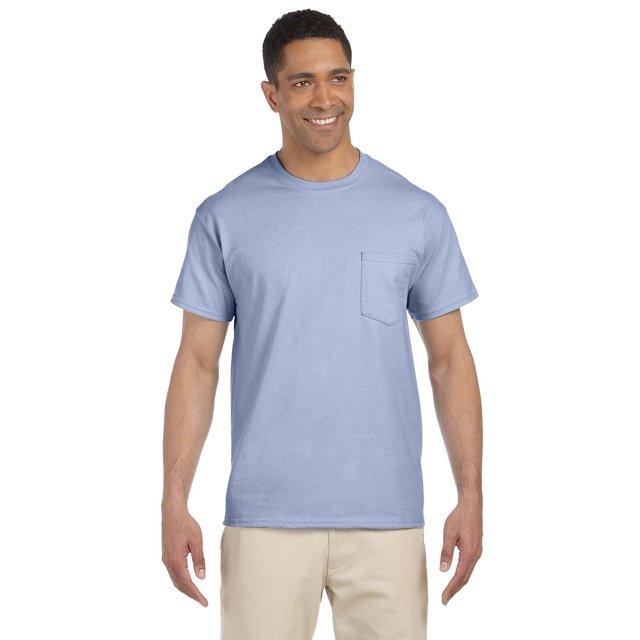 Gildan T-Shirt Adulte Ultra Coton 6 oz avec Poche - Bleu Clair - 2TG