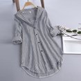 thumbnail image 4 of IROINID Hauts Grande Taille pour Femmes Rayé Manches Longues Col Rabattu Bouton Haut Ample Chemisier, Noir, 4 of 4