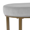 thumbnail image 2 of Round Shape Metal Framed Ottoman with Velvet Upholstered Seat, Gray and Brown, 2 of 2