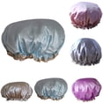 thumbnail image 2 of stanreset Beauty Makeup Dustproof Cap Waterproof Padded Shower Hat Imitate Silk Satin Adult Bathing Hat, 2 of 8