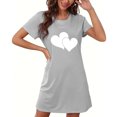 thumbnail image 4 of Chemises de Nuit pour Femmes Chemise de Nuit pour Femme Manches Courtes Vêtement de Nuit Confortable T-Shirts de Nuit Imprimés Col Rond T-Shirt de Nuit Robe de Sommeil Douce Coupe Ample Robe de Pyjama Gris P, 4 of 5