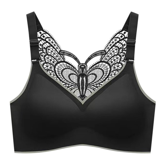 B91xZ Adjustable Strap Triangle Bra Cotton Unlined Underwire Bra,Black 3XL