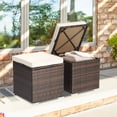 thumbnail image 3 of Costway Pouf de Patio en Rotin 2 Pcs Table d'Appoint Coffre de Rangement Repose-Pieds Blanc Cassé, 3 of 10