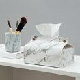 thumbnail image 2 of July Memor Marble Tissue Box Case Leather Home Car Napkin Paper Towel Container (White, 2 of 7