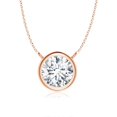 thumbnail image 1 of Angara Collier en Diamant Naturel - Collier Solitaire en Diamant Rond Serti Clos en Or Rose 14 K pour Femmes, 1 of 10