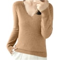 thumbnail image 2 of EGNMCR Chandail à Col Rond Mode Femme Décontracté Col Semi-Montant Couleur Unie Ample Base Tricoté Chandail Femme Blouse Polyester, 2 of 4