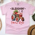 thumbnail image 1 of Sleighin’ It Farm Style Shirt | Red Tractor Country Christmas Tee, Light Pink, Size M, 1 of 6