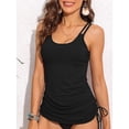 thumbnail image 3 of Charmo Side Drawstring Swim Tops for Womens Ribbed Tankini Tops Padded Bikini Tops(No Bottoms), 3 of 6