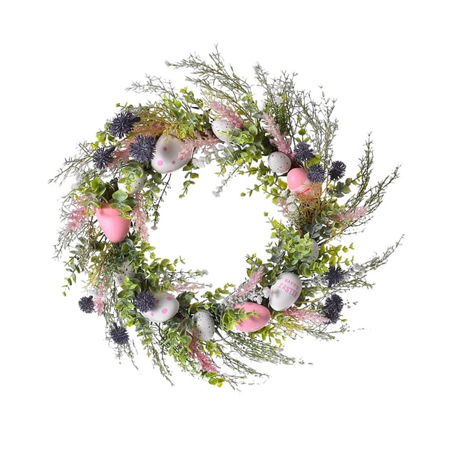 Rongfmy Artificial Easter Egg Wreath , Spring Wreath ,Silk Flower Garland for Front Door C