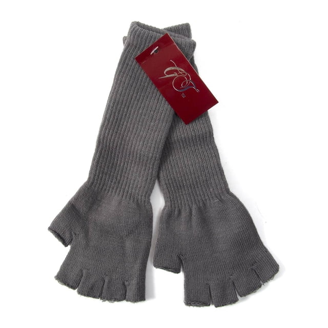 Gravity Threads Long 11" Knit Arm Warmer Warm Fingerless Gloves, Charcoal