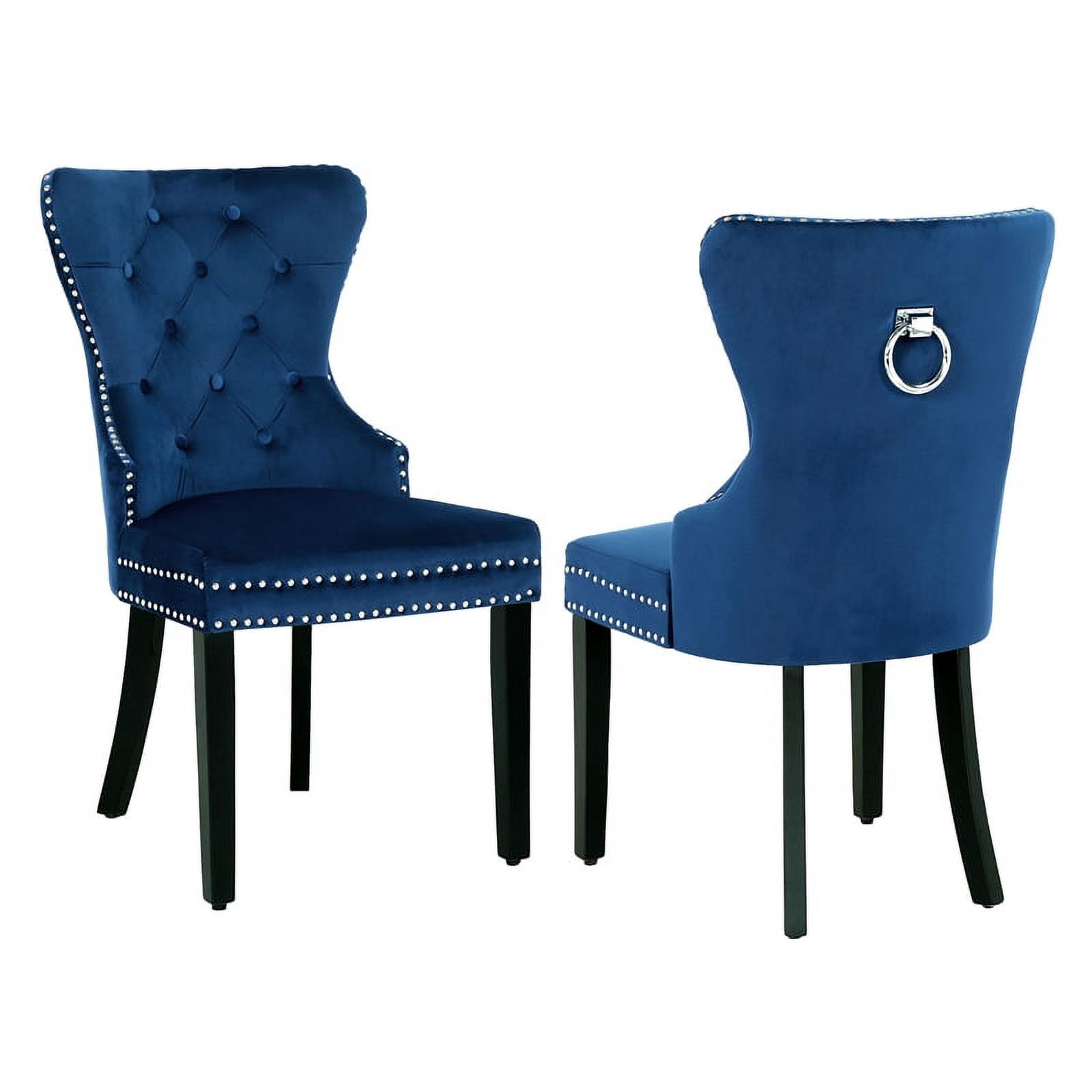 Costaelm Modern Tufted Velvet Dining Side Chair, Navy Blue (Set of 2)