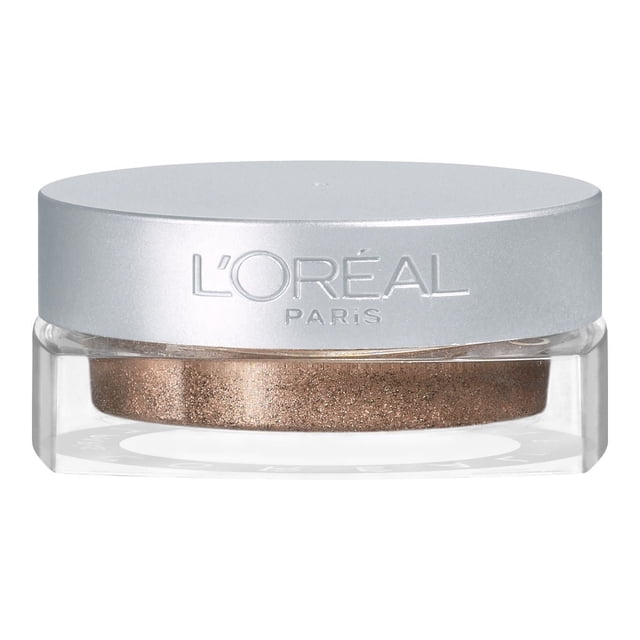 L'Oréal Paris Infallible Shadow eyeshadow in bronzed taupe, 3.5 GR, in a clear round jar with a silver lid embossed with the L'Oréal Paris logo, featuring a luxurious powder-cream texture with intense colour and 24-hour waterproof, crease-resistant wear, ideal for long-lasting eye makeup.