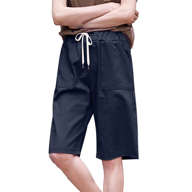 AherBiu Plus Size Shorts for Women High Waisted Drawstring Casual Straight Loose Fitting Knee Length Shorts