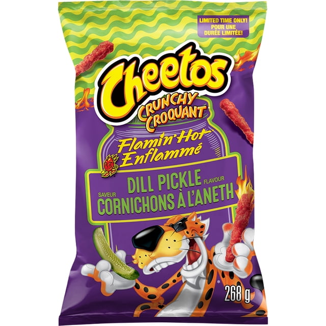 Cheetos Crunchy Flamin' Hot Dill Pickle Flavour Cheese Flavoured Snacks
