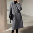 thumbnail image 4 of EGNMCR Trench Coats for Women Notch Lapel Single Breasted Wool Long Jacket Winter Solid Color Overcoat Coats with Pockets, 4 of 8