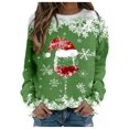 thumbnail image 2 of TIMIFIS Sweat-Shirt de Noël avec Verre de Vin Rouge pour Femmes Mode Hiver Pull de Noël avec Chapeau de Père Noël Graphique Blouse Cadeaux de Noël pour Femmes, 2 of 4