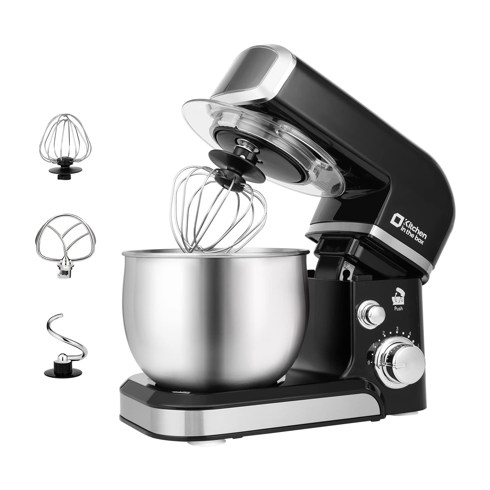 Kitchen in the box Stand Mixer,3.2Qt Small Electric Food Mixer,6 Speeds Portable Lightweight Kitchen Mixer for Daily Use with Egg Whisk,Dough Hook,Fl