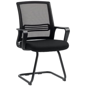 HOMCOM chaise de bureau ergonomique sans roues, chaise de bureau rembourrée, noir