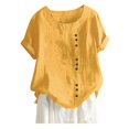 thumbnail image 1 of WEIYLL T-Shirt Women Plus Size Linen Loose Tunic Breathable Boho Solid Gold Blouse Sizes M, 1 of 3