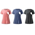 thumbnail image 3 of Womens Maternity Short Sleeve Side Button Crew Neck Solid Color Nursing Tops T Shirt For Breastfeeding 3 Pack, 3 of 4
