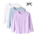 thumbnail image 1 of YUNAFFT Kids' Layering Tees Basic Long Sleeve Round Neck Solid Color Thin Spring Fall 3-Pack Essential Casual Versatile, 1 of 9