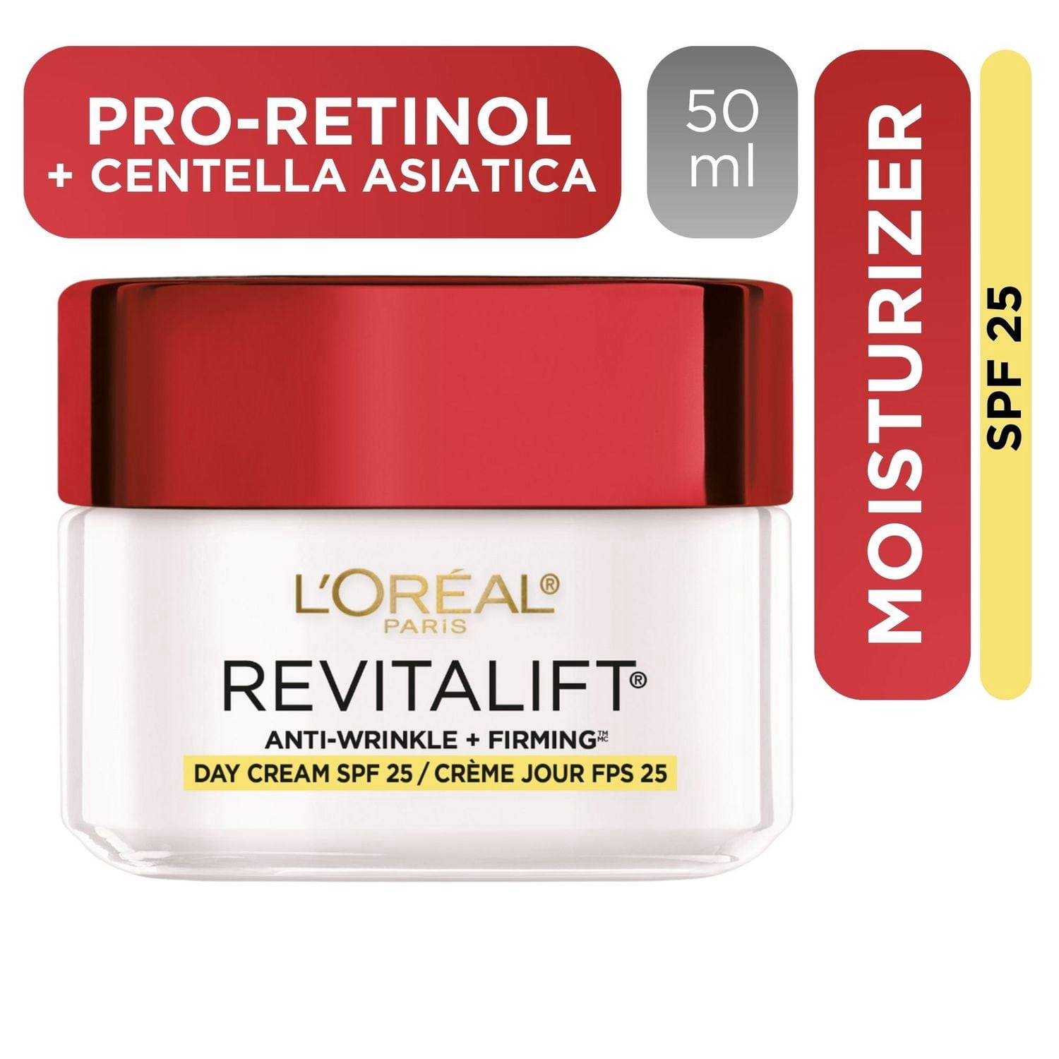 L'Oréal Paris Revitalift Day Moisturizer with SPF 25 , Pro-Retinol & Centella Asiatica