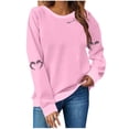 thumbnail image 1 of LMKIHUSA Chandail Graphique d'Halloween pour Femmes Saison Effrayante Squelette Cœur Chandail à Enfiler Hauts Manches Longues Col Rond Blouses Douces Décontracté Tendance 2025 Chandail Rose,TTG, 1 of 4