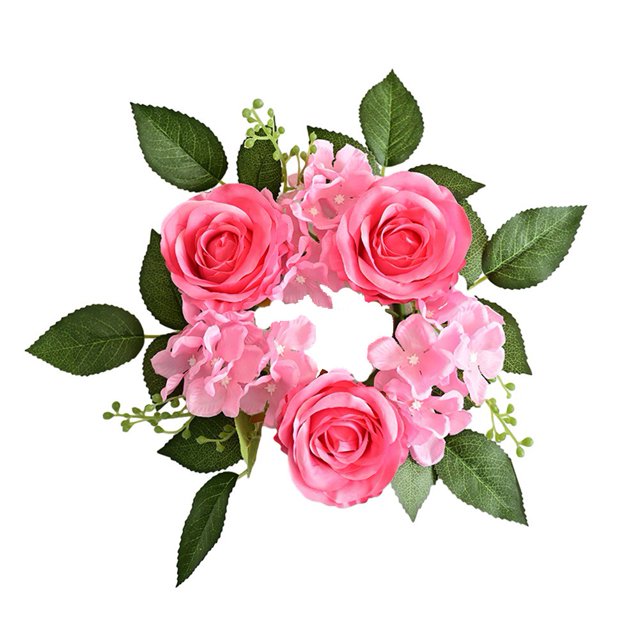European Artificial Rose Candlestick Wreath For Table Wedding Decoration 20cm Artificial Rose Wreath Christmas Decor Window Prop