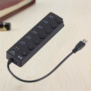 HAMPPLIES 1Set USB HUB Slim Black Adapter for Computer with 5 Gb/s Transfer Rate 6.7 x 1.8 x 0.8 in