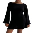 thumbnail image 1 of Robe Tricotée Unie pour Femmes avec Style Dos Nu pour Fêtes, 1 of 4