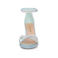 thumbnail image 2 of BLISSFUL STEP Outfit Women's Shoes Rhinestone Crisscross Strappy Block Heel Faux Suede Ankle Buckle Sandals SkyBlue 11, 2 of 8