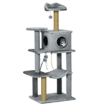 PawHut 54" Cat Tree with Hammock, Scratching Post, Condo Cat Tower, Grey