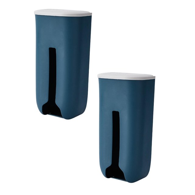 Oleegame 2PC Blue Juice Garbage Bag Storage Box Seamless Wall Mounted Plastic Garbage Bag Storage Box Kitchen Sundries Plastic Bag Organizer Box