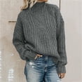 thumbnail image 2 of Lolmot Chandail à Manches Longues Uni pour Femmes, Col Roulé Ample en Tricot, 2 of 7