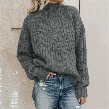 Pisexur Chandails pour Femmes, Chandail à Col Roulé Torsadé en Tricot, Haut Chandail pour Femmes