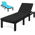 thumbnail image 1 of Costway Patio Rattan Lounge Chair Chaise Recliner Adjust Cushion Black & Turquoise Cover, 1 of 9