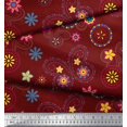 thumbnail image 2 of Soimoi Red Cotton Voile Fabric Insect & Floral Clip Art Decor Fabric Printed BTY 42 Inch Wide, 2 of 3