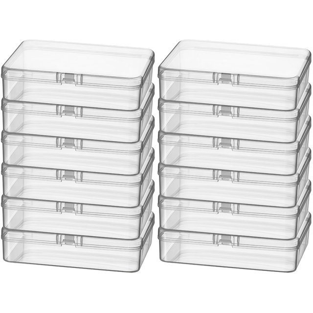 Rectangular Clear Plastic Storage Containers Box with Hinged Lid for Beads and Other Small Craft Items