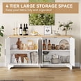 thumbnail image 4 of 4-Door Sideboard Buffet Cabinet, Natural Rattan Storage Cabinet with Storage, Boho Entryway Console Table, Farmhouse Coffee Bar Station with 4 Doors for Dinning Room, Living Room, Kitchen, 4 of 6