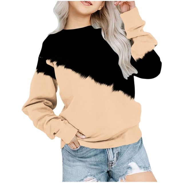 Chandail en Molleton Oversize à Col Rond pour Filles 2025, Manches Longues Tendance pour Enfants 1-12 Ans Kaki
