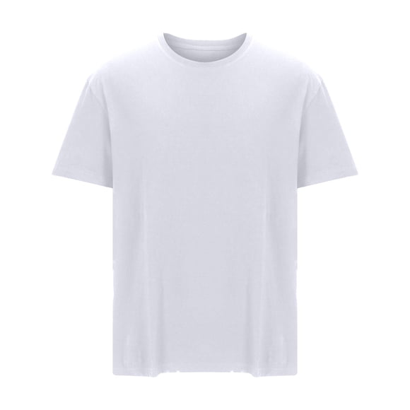 SROBPTY Mens Summer Top, Short Sleeve Shirts for Men, Men's Summer Casual Loose Short Sleeve Round Neck T Shirt White, XL