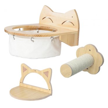 Bunblic 3x Wall Cat Climbing Frames Wall Cat Scratching Climbing Post Sturdy Jumping Platform Cat Climbing Shelf Cats Wall Furniture