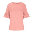 thumbnail image 4 of Pompotops Blouse d'Été Décontractée pour Femme à Manches Trois-Quarts, Col Rond, Hauts Unis, T-Shirt en Solde, 4 of 6