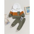 thumbnail image 2 of Faithtur Toddler Boy Autumn Clothes Contrast Color Long Sleeve Hoodies Solid Color Pants 2Pcs Outfit, 2 of 9